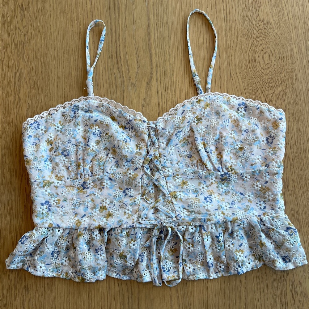 NWT Target Wild Fable Floral Lace-Up Camisole Size M
